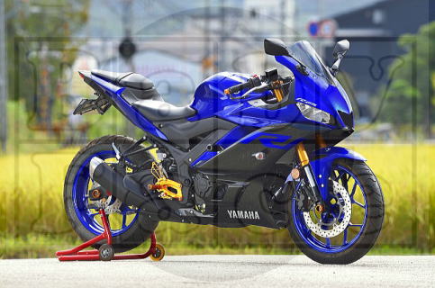 AMAHA YZF-R25 フレームスライダーエンジンガード(ブルー-シルバー